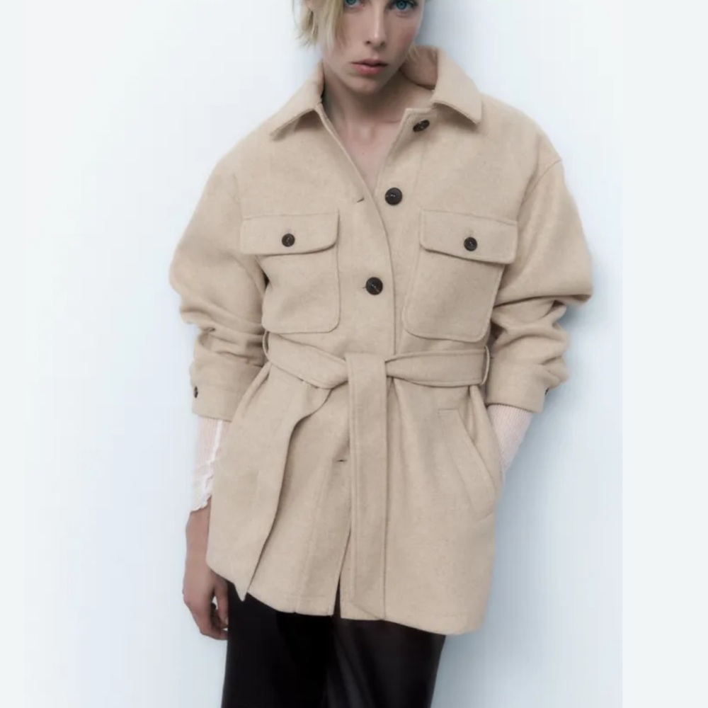 Zara soft belted overshirt xs